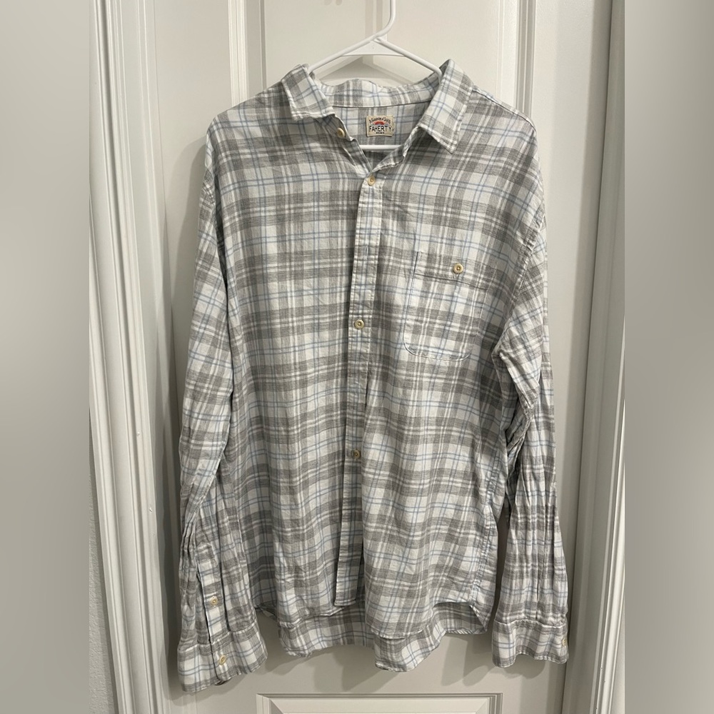 Faherty Brand Casual Shirt white grey men’s XL